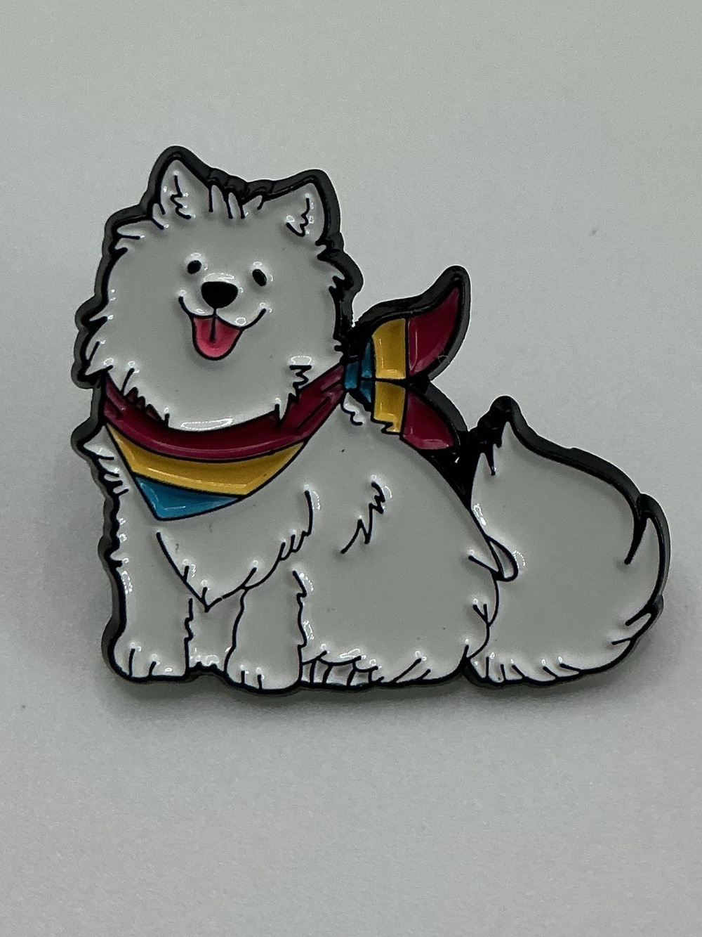 LGBTQ RAINBOW PRIDE SAMOYED DOG WITH BANDANA FLAIR ENAMEL PIN